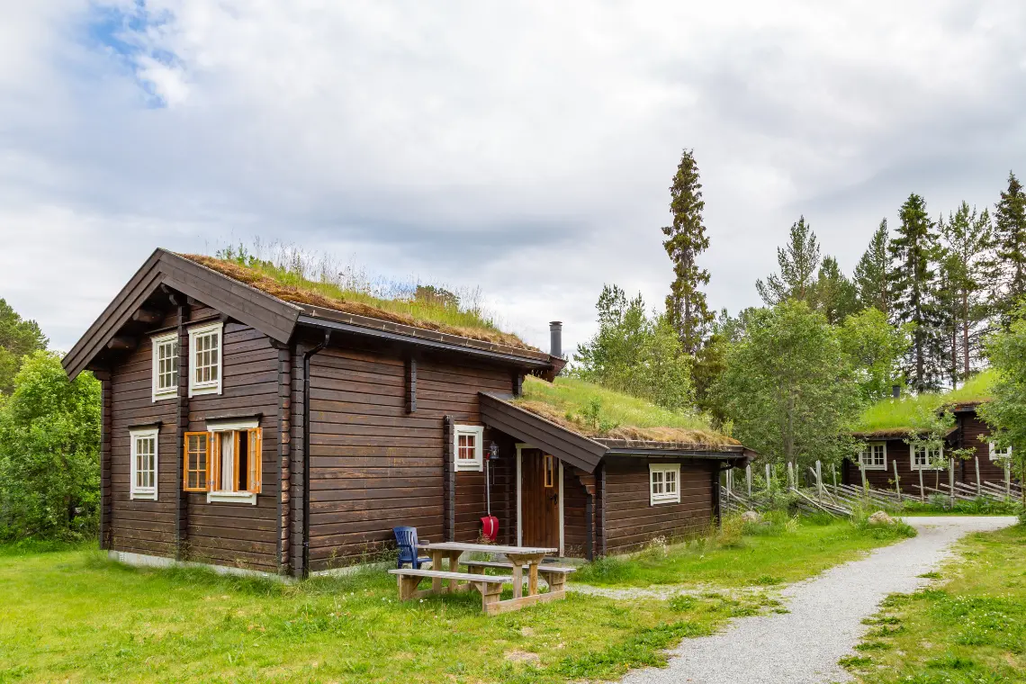 Traditional eco-lodge in a green setting