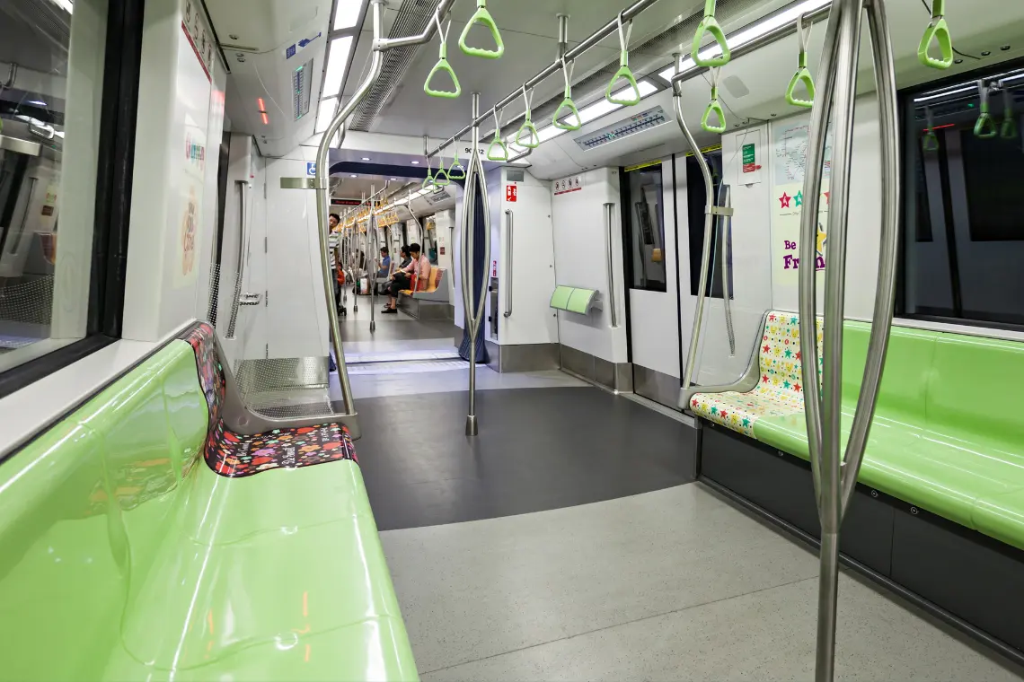 Empty metro train interior